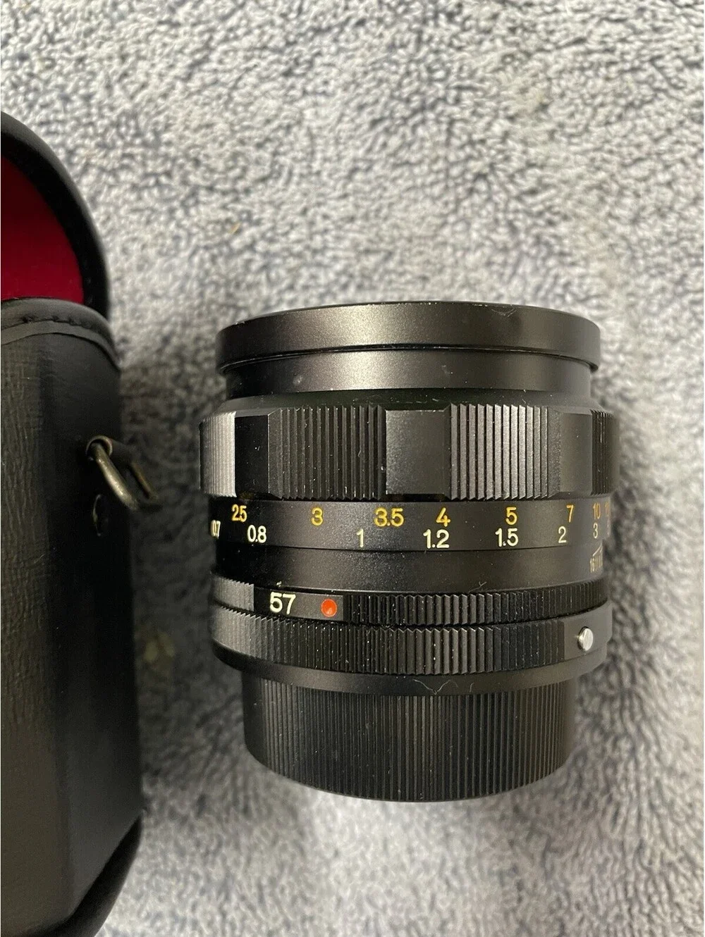 Konica 57mm f/1.4 Hexanon EE AR Mount Camera Lens With Case